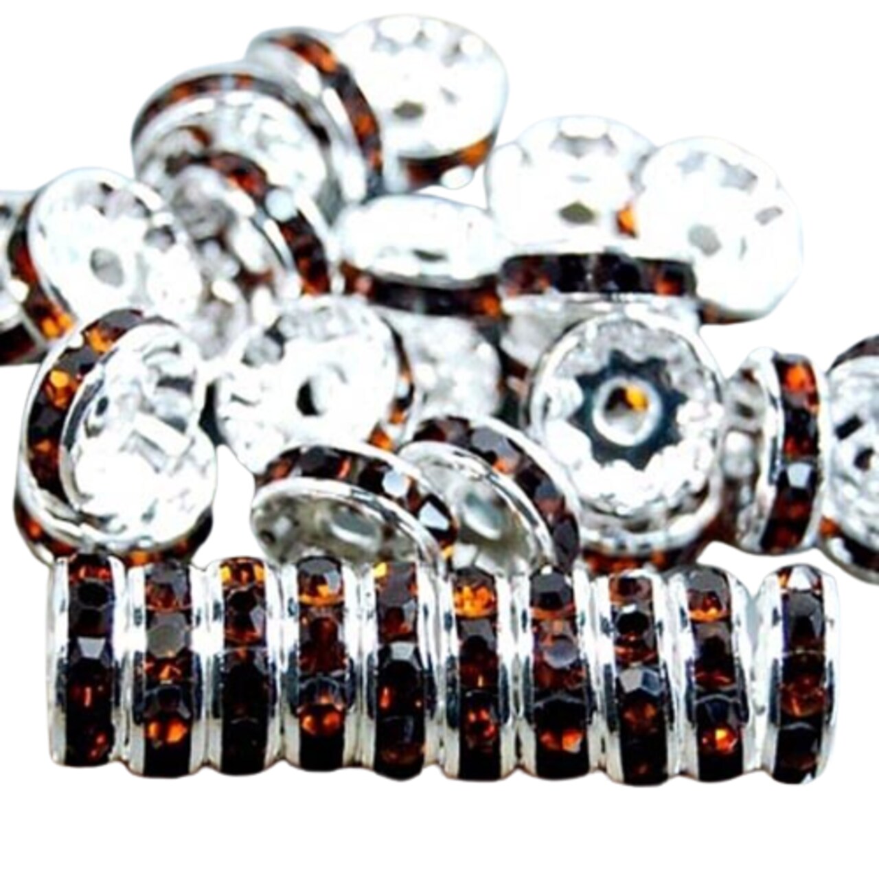 Kitcheniva 100 Pcs Czech Crystal Rhinestone Silver Rondelle Spacer Beads
